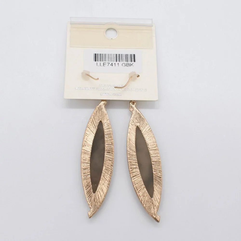 Mia Collection by Kim Min‎ Sun Brown Gold Jeweled Dangle Earrings
